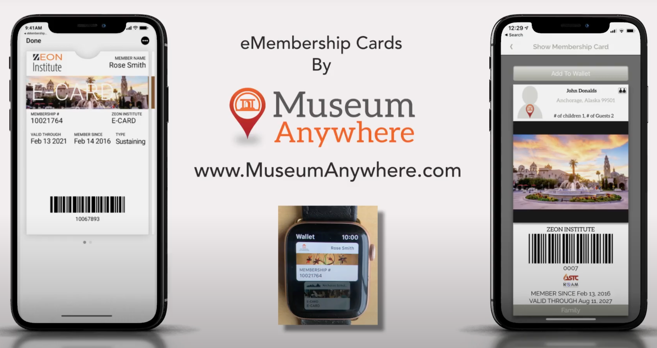 screenshot of the eMembership Cards from the Museum Anywhere platform 